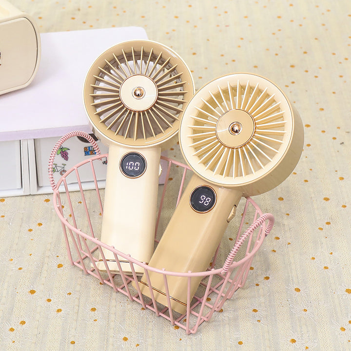 Cooling handheld rechargeable mini fan with touch speed display and detachable desktop stand Bowlift