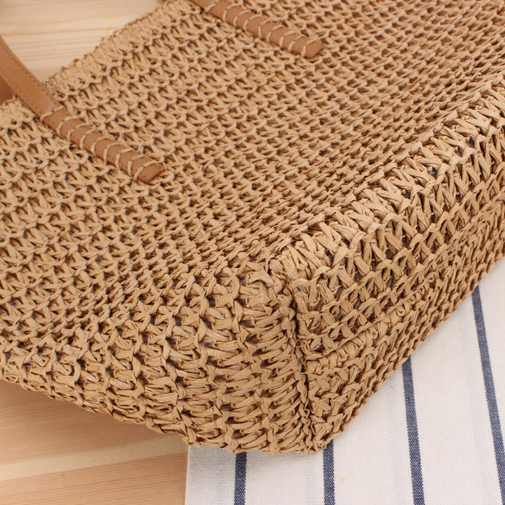 Elegant Bast Tote Bag with Sturdy Leather Handles Bowlift