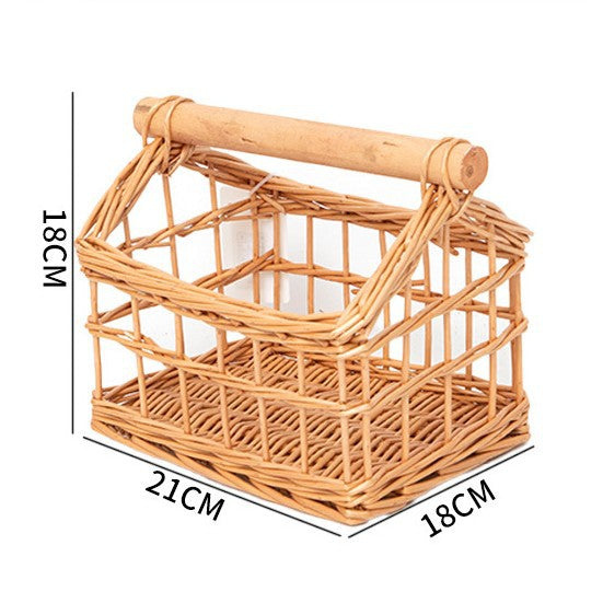 Handcrafted storage basket with wooden handle Bowlift