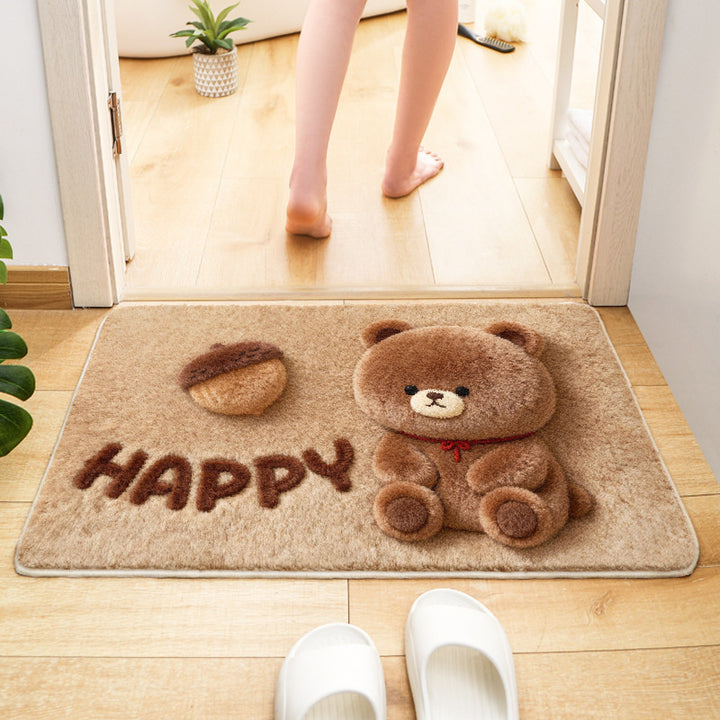 Cute Bear-Themed Plush Bath Mat