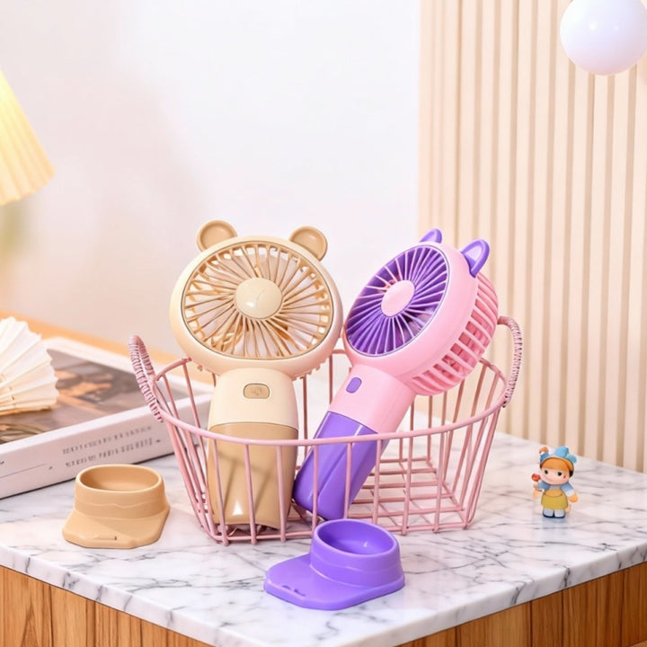 Ladies Portable Handheld Fan with Animal Design Bowlift