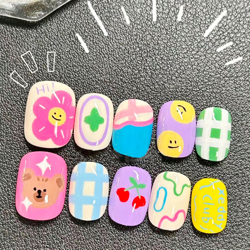 Artistic Cat-Themed Press-On Nail Art Set Bowlift