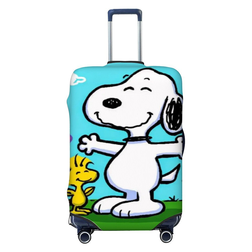 Unisex nano elastic suitcase cover with Snoopy comic motif, stretchy protective cover for trolley with four wheels Bowlift