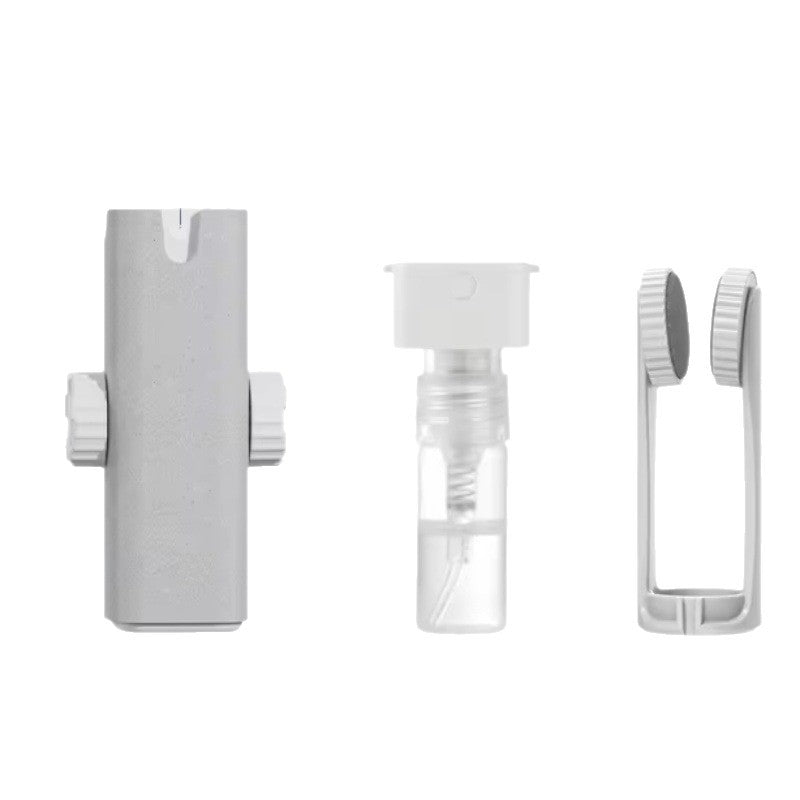 Precision eyewear and screen cleaning kit with superfiber cloth refillable spray nozzle and tactile fidget knobs Bowlift