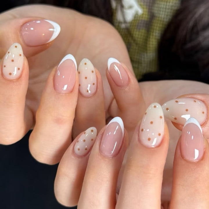 Elegant nail art with modern dots and French tips Bowlift