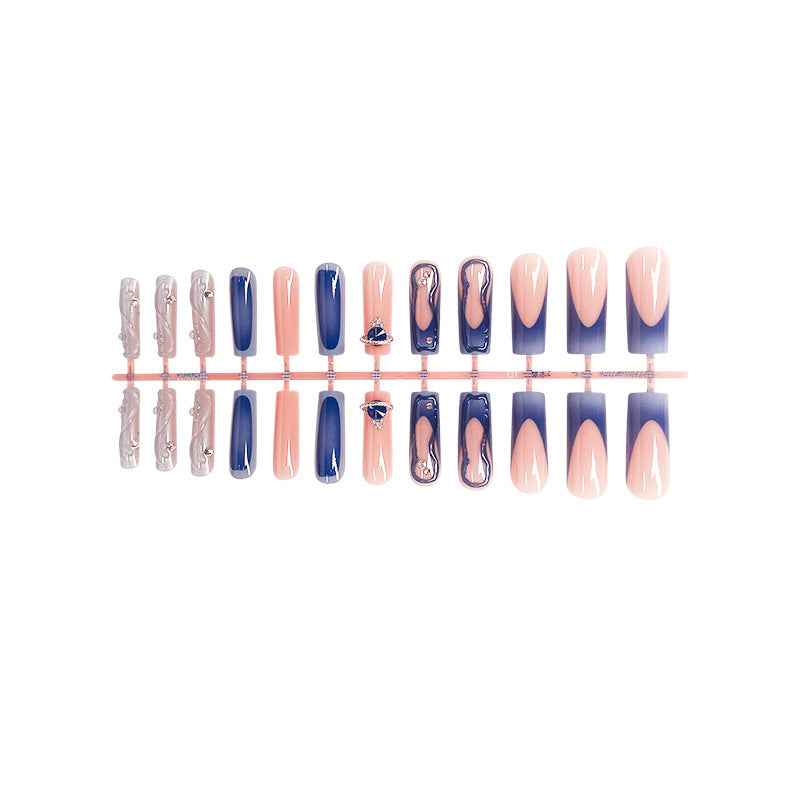 Premium Artistic Press-On Nail Set with Decorative Elements Bowlift