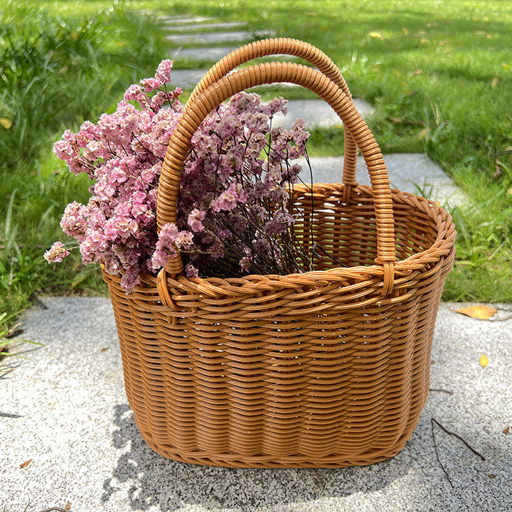 Stylish Handwoven Wicker Picnic Basket Bowlift