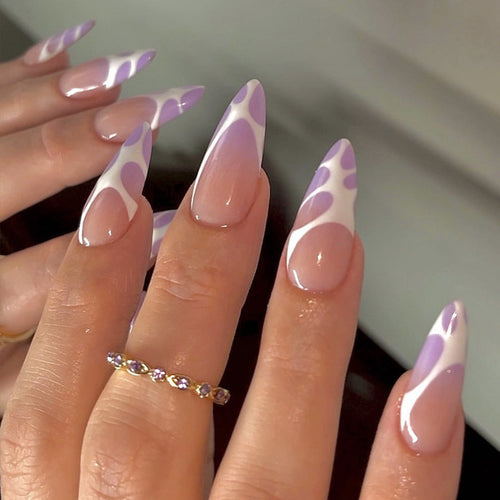 Artistic stiletto nails with modern marble pattern Bowlift