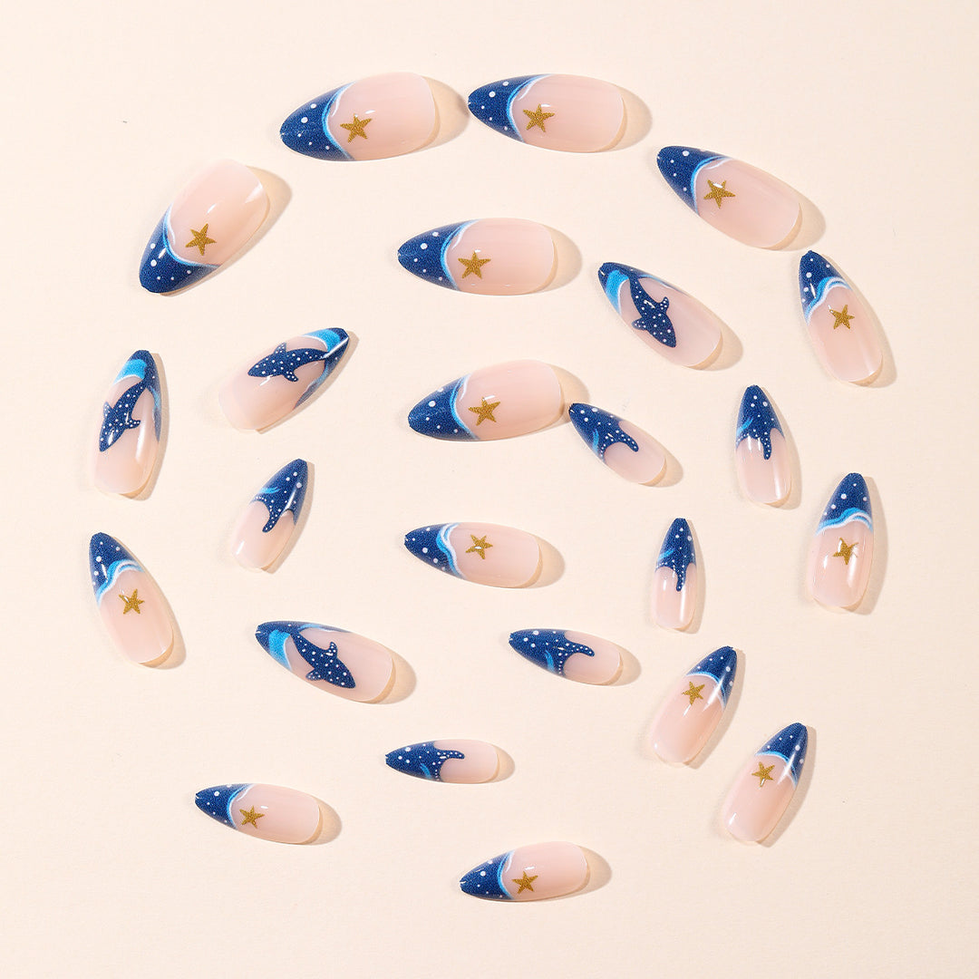 Artistic Ocean-Inspired Stiletto Nail Art Bowlift