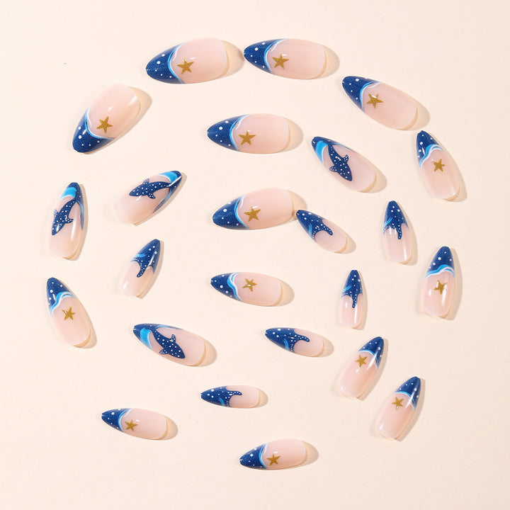 Artistic Ocean-Inspired Stiletto Nail Art Bowlift