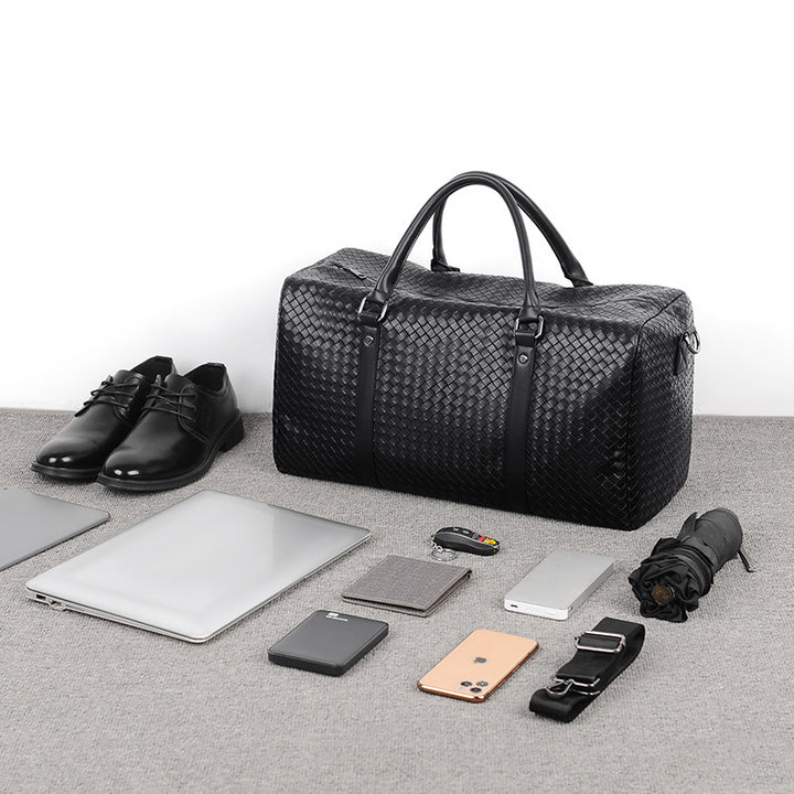 Woven Leather Travel Duffle Bag Bowlift
