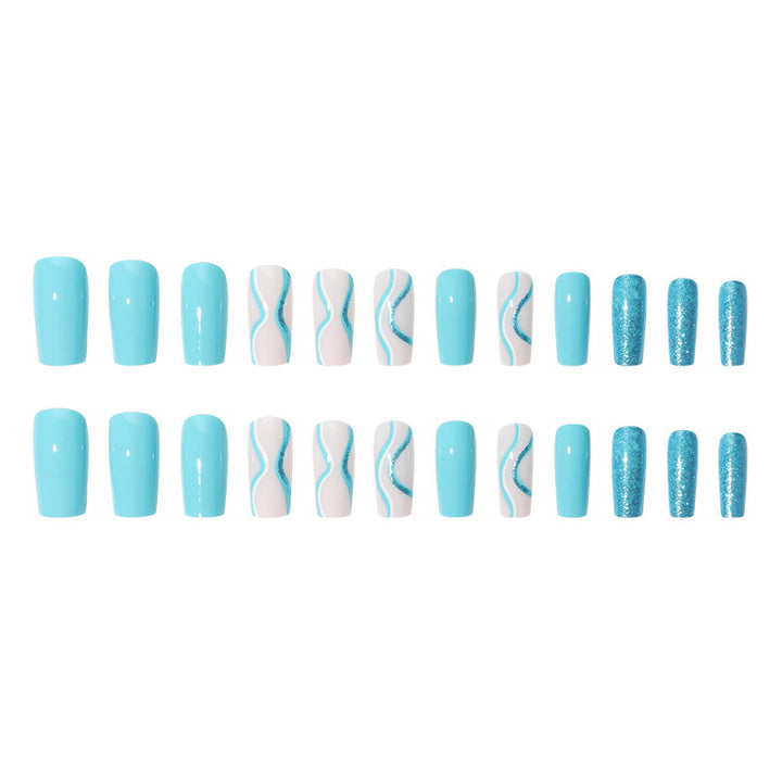 Artistic Long Acrylic Press-On Nails Set Bowlift