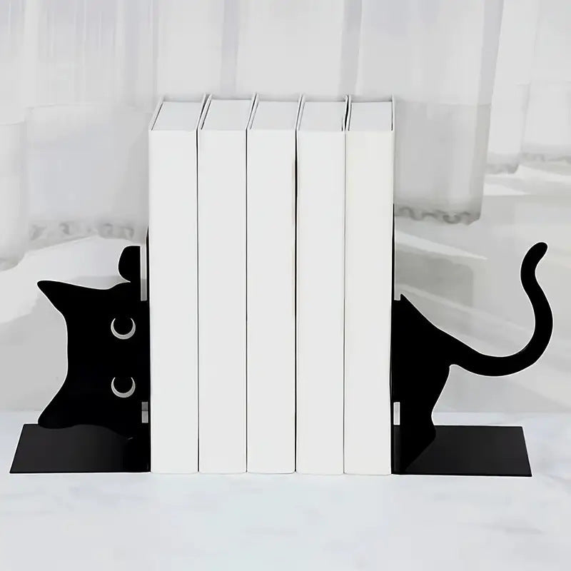 Cat-Shaped Metal Bookends
