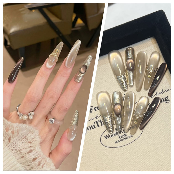 Artistic Stiletto Press-On Nail Set with Charming Patterns Bowlift