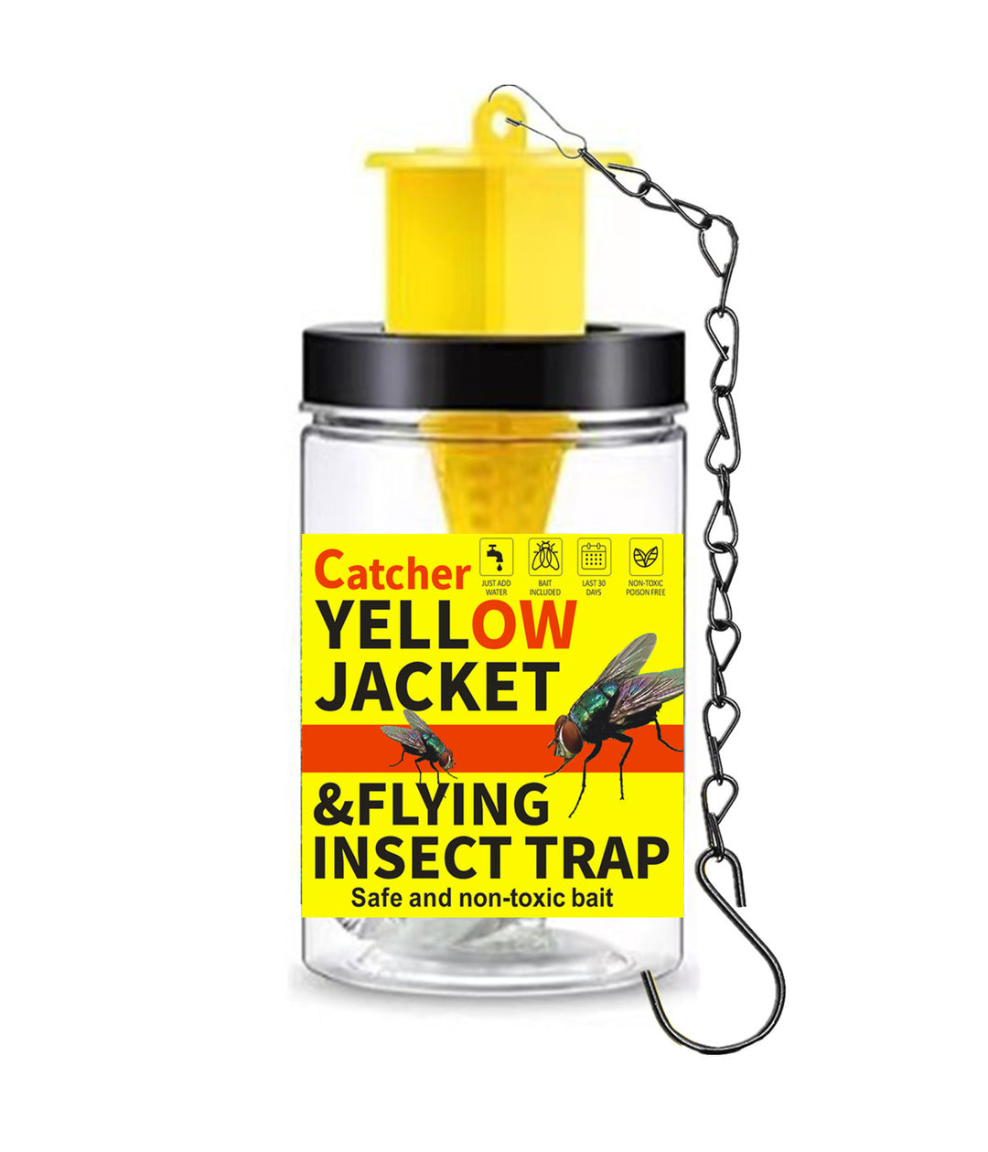 Hanging Refillable Wasp and Flying Insect Trap with Non-Toxic Bait Reservoir Bowlift
