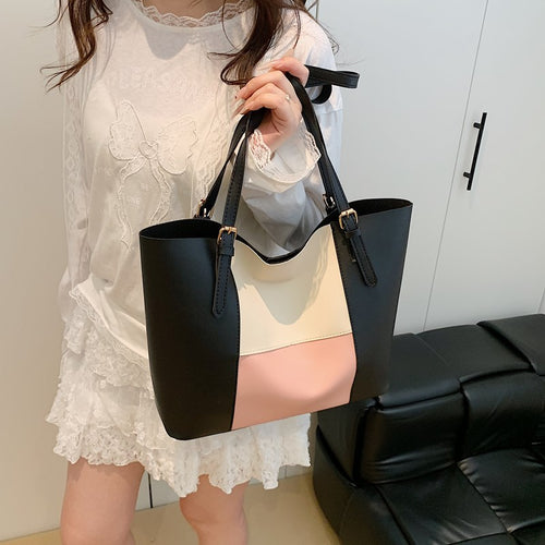 Versatile Color Block Tote Bag Bowlift