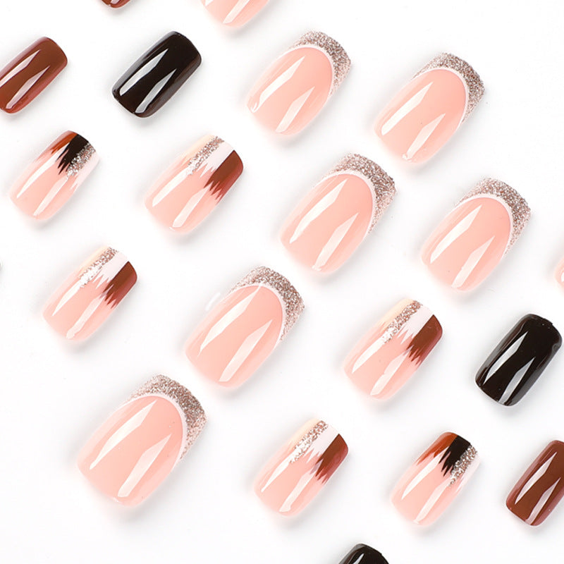 Elegant Artificial Nail Extensions with Ombre and Glitter Details Bowlift