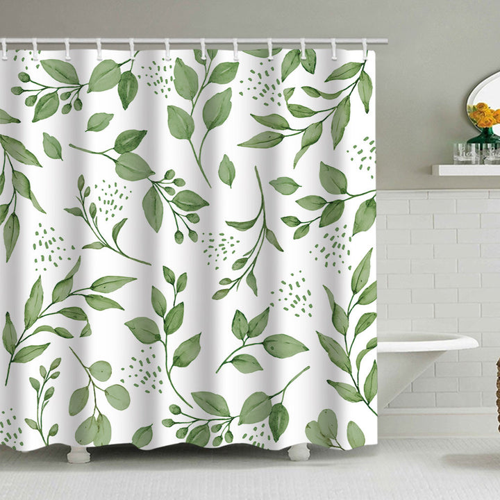 Botanical Leaf Pattern Shower Curtain Bowlift