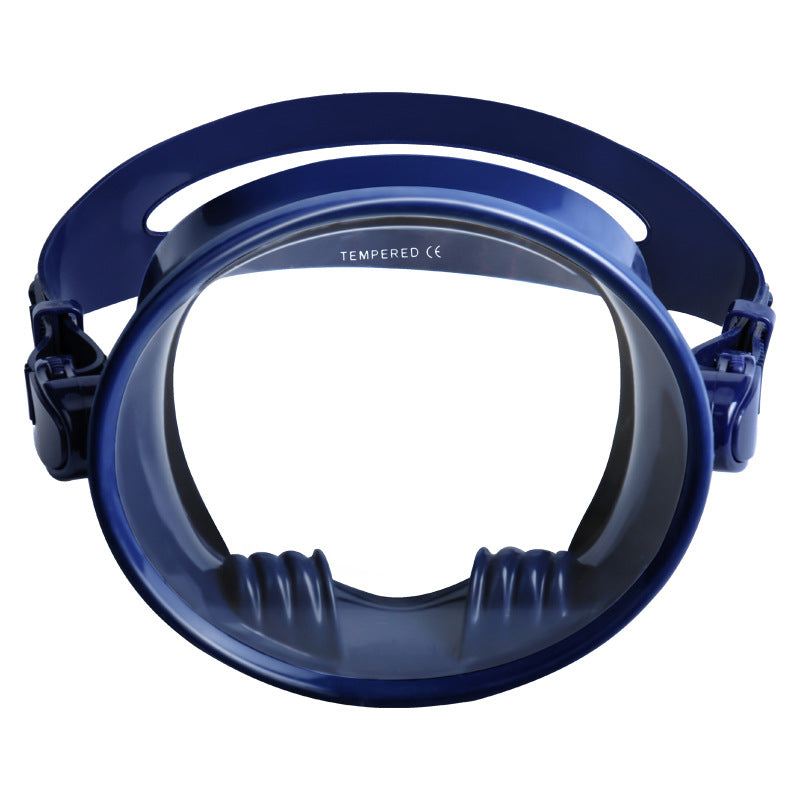 Diving mask with wide field of vision and adjustable headband Bowlift