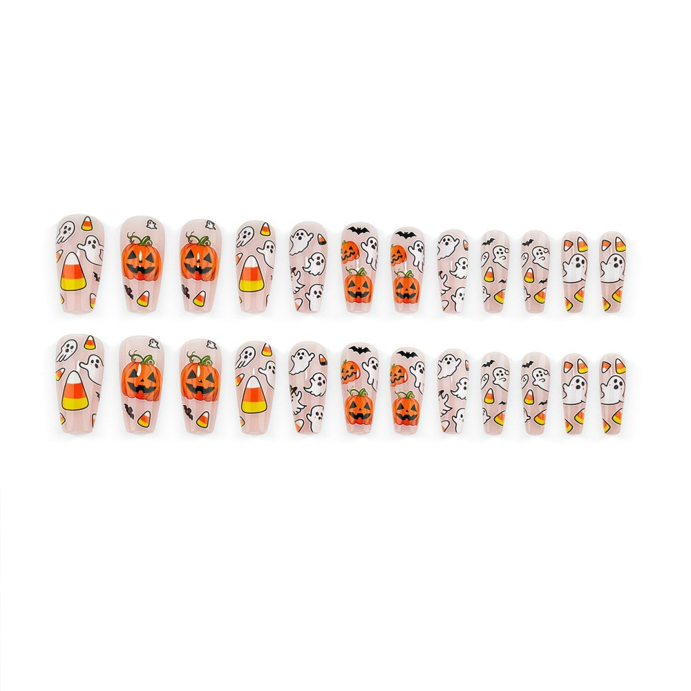Creative Halloween Art Nails in Ghost and Pumpkin Design Bowlift