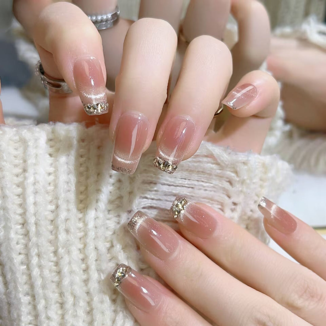 Elegant Glitter Tip Press-On Nail Set Bowlift