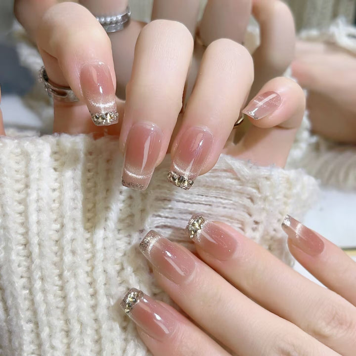 Elegant Glitter Tip Press-On Nail Set Bowlift