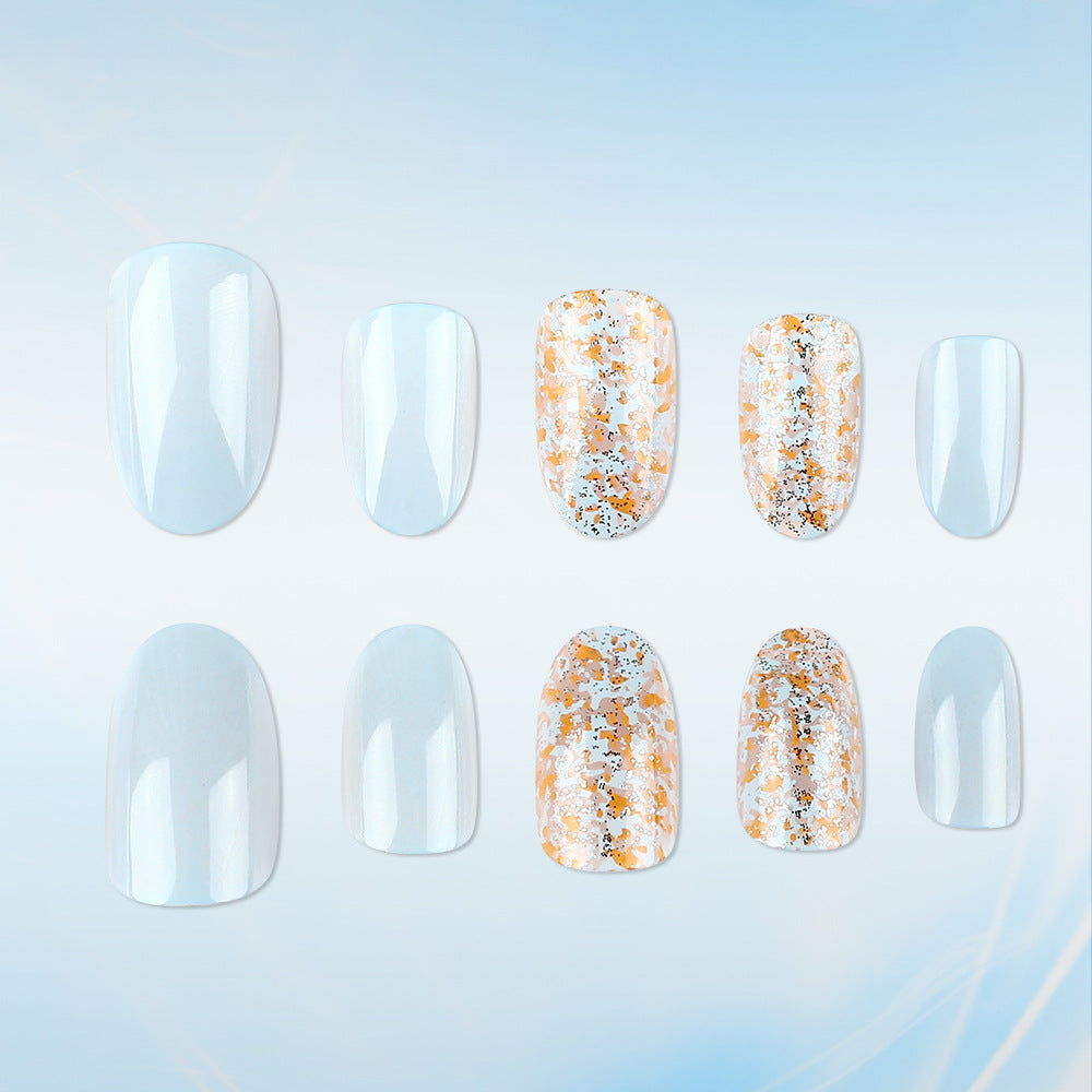 Elegant Press-On Nail Art Set with Glitter Accents Bowlift