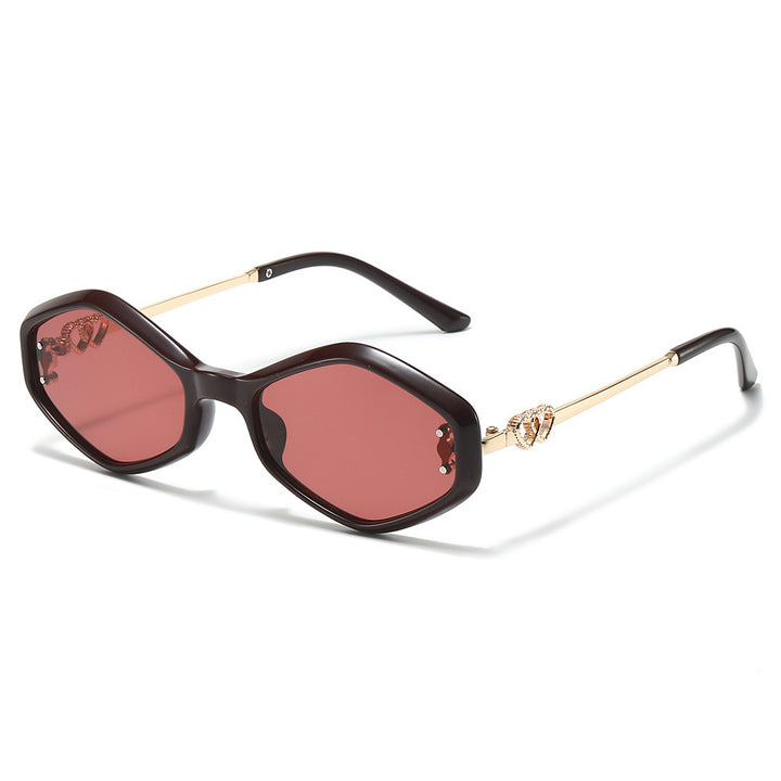 Geometric Frame Sunglasses with Rhinestone Accents Bowlift