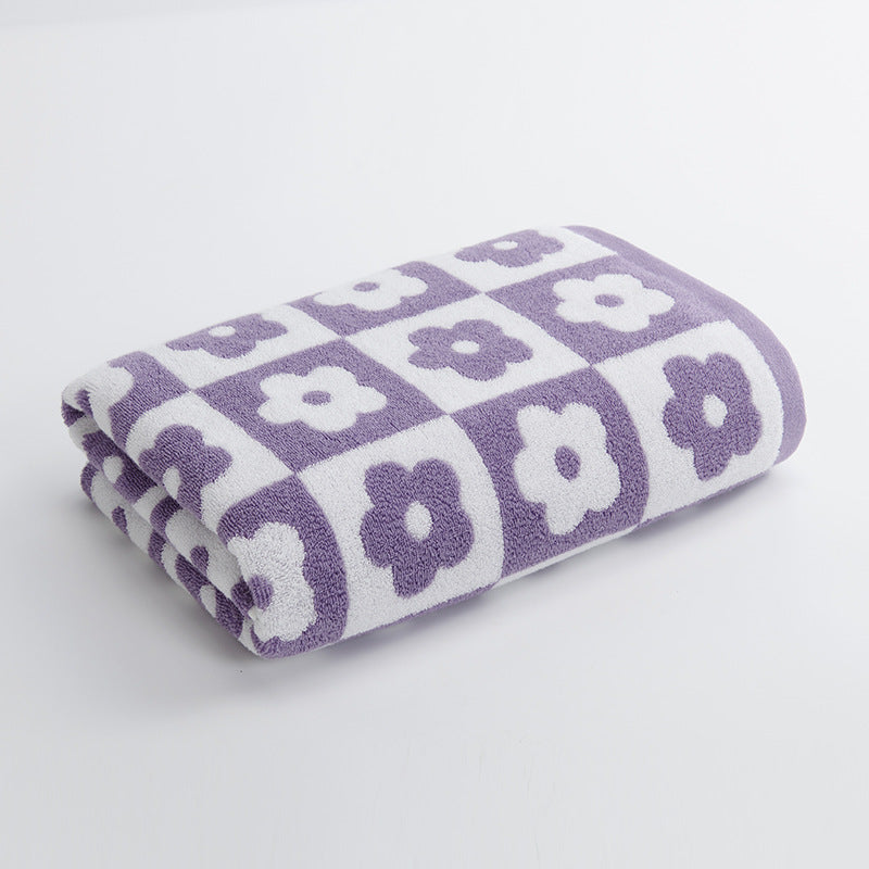 Women's Luxurious Terry Bath Towel with Floral Pattern Bowlift