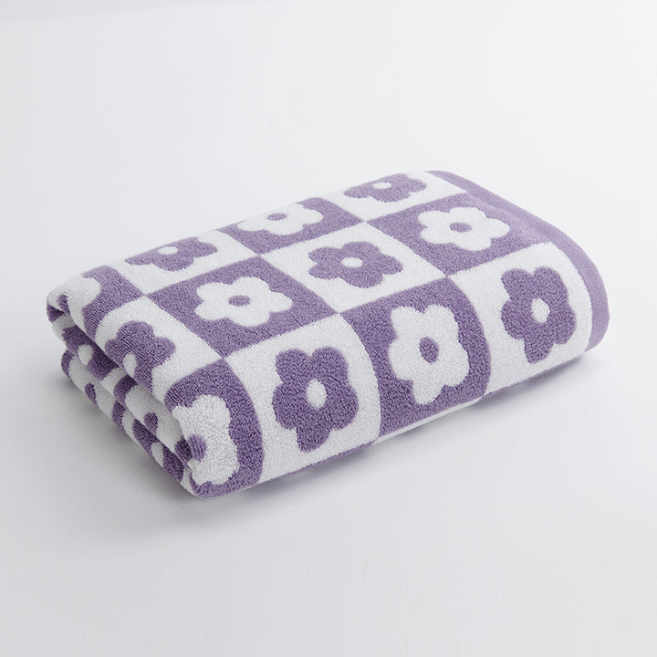Women's Luxurious Terry Bath Towel with Floral Pattern Bowlift