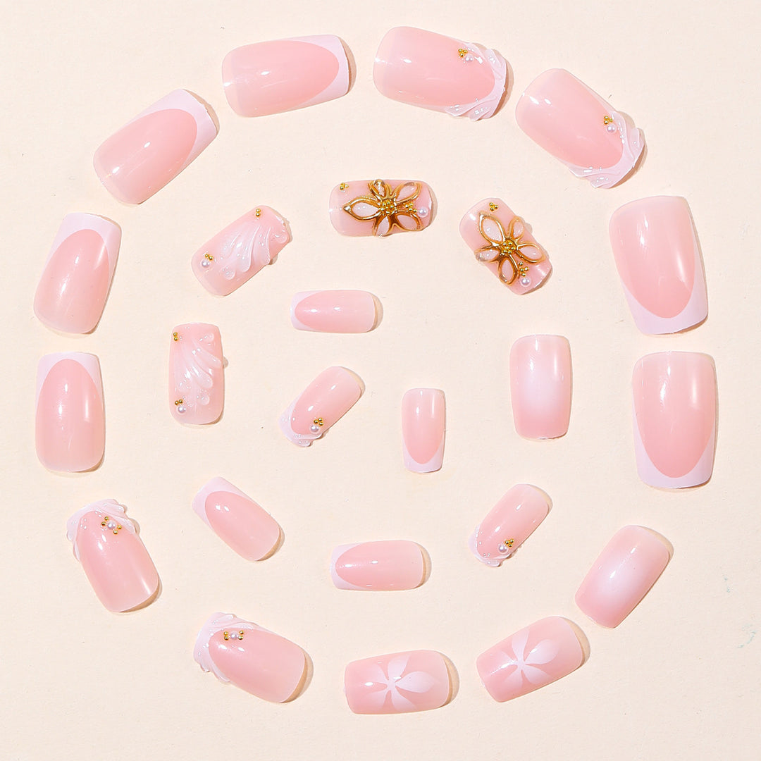 Elegant Floral Design Acrylic Nail Art Bowlift