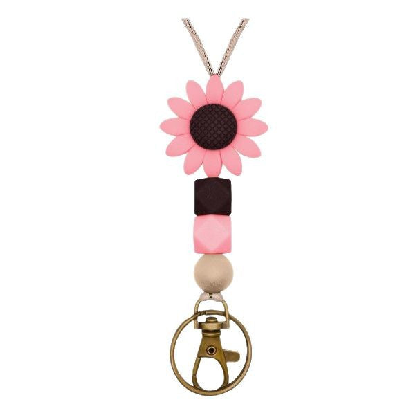 Colorful Flower-Themed Beaded Keychain Holder Bowlift