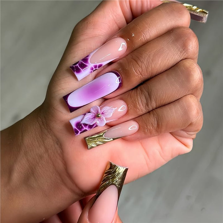 Floral Acrylic Nail Art Extensions Bowlift