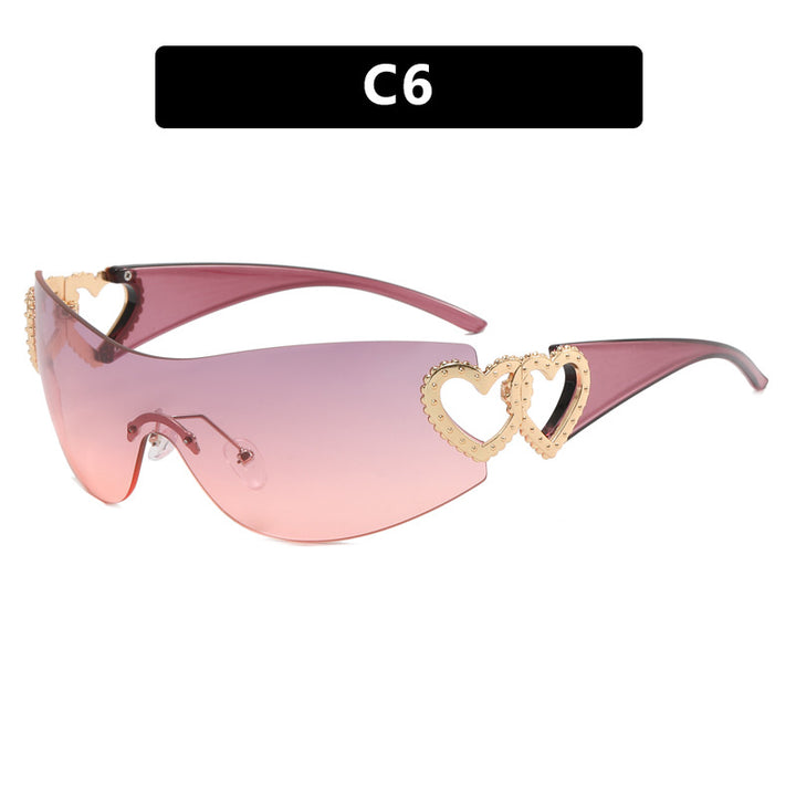 Ladies Fashion Sunglasses with Heart Applications Bowlift