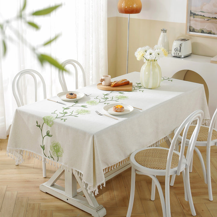Elegant Geometric Fringe Tablecloth