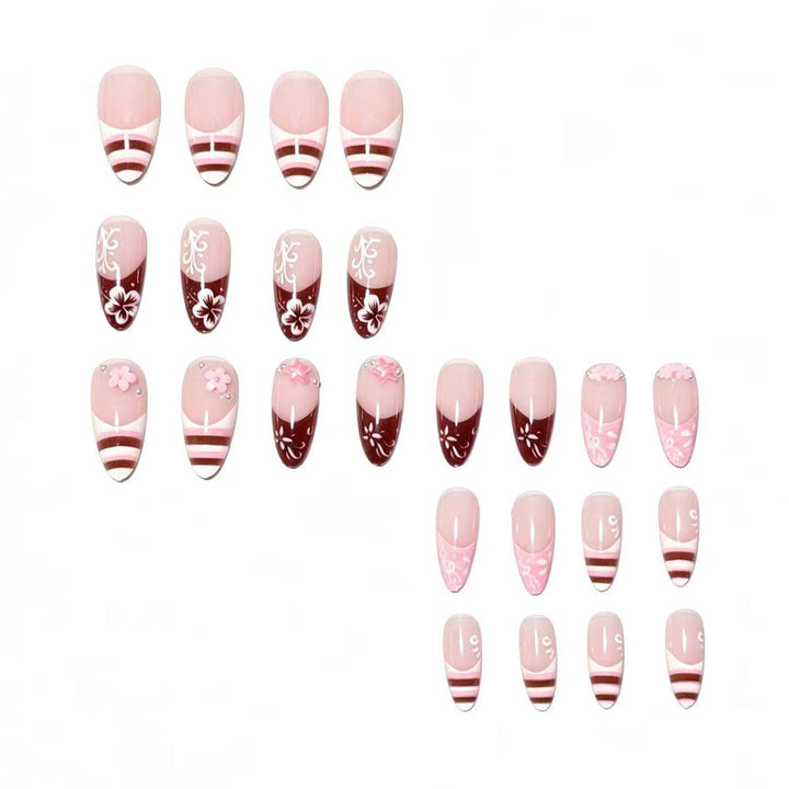 Artistic Floral Press-On Nail Tips Bowlift