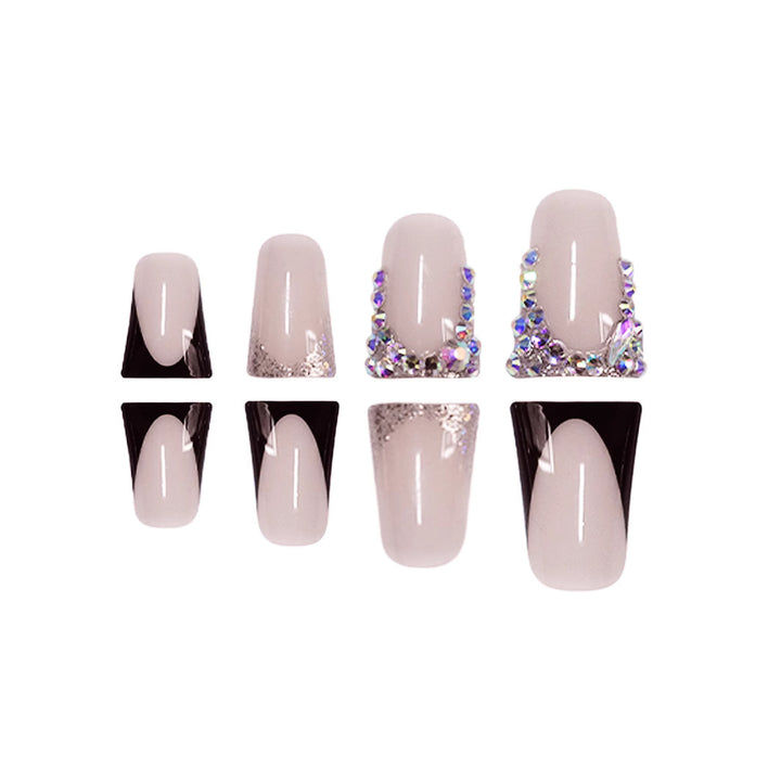 Decorative Press-On Nail Art with Rhinestone Accents Bowlift