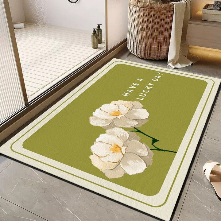 Cheerful Floral Message Bath Mat Bowlift