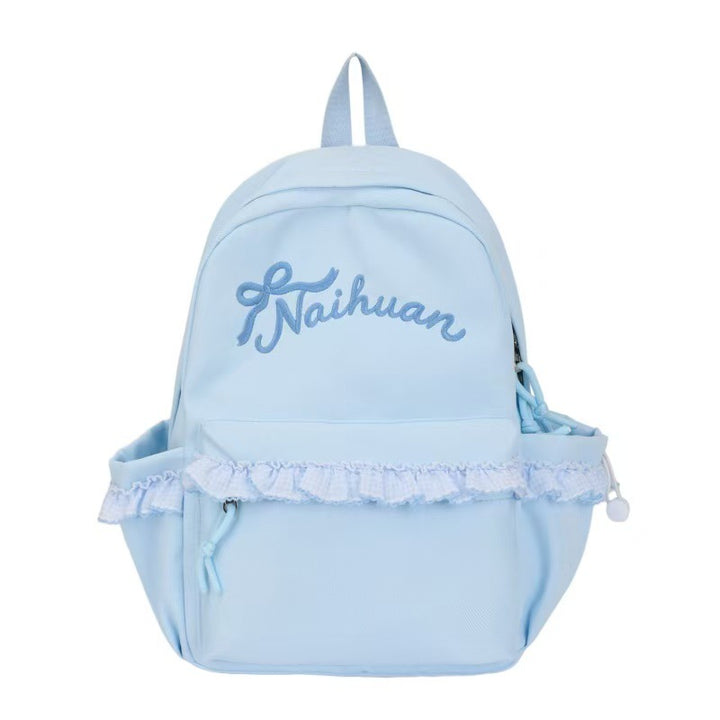 Embroidered Ruffled Backpack Bowlift