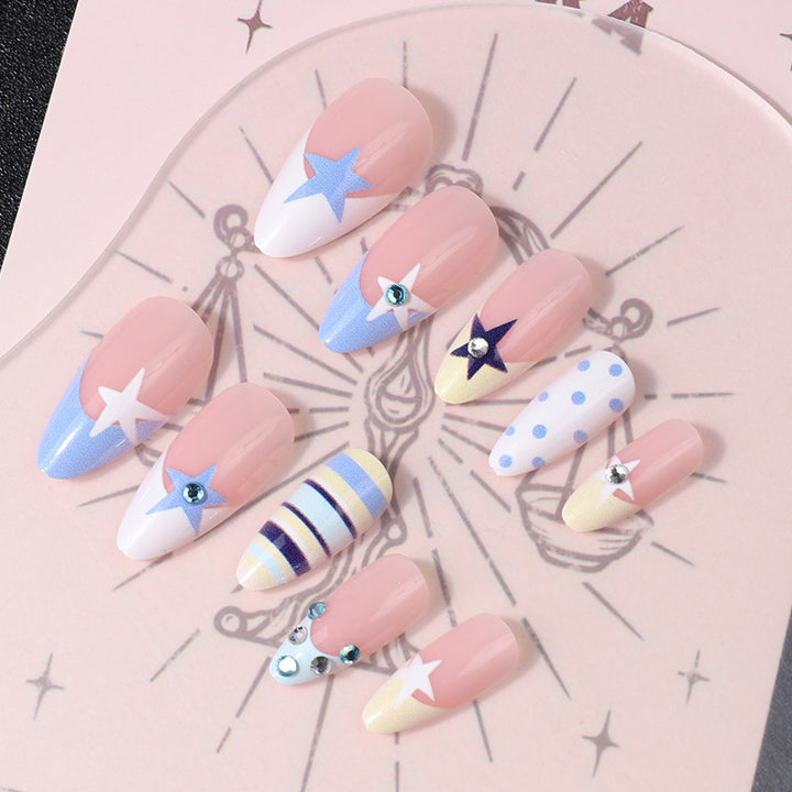 Starry-Themed Press-On Nail Art Bowlift