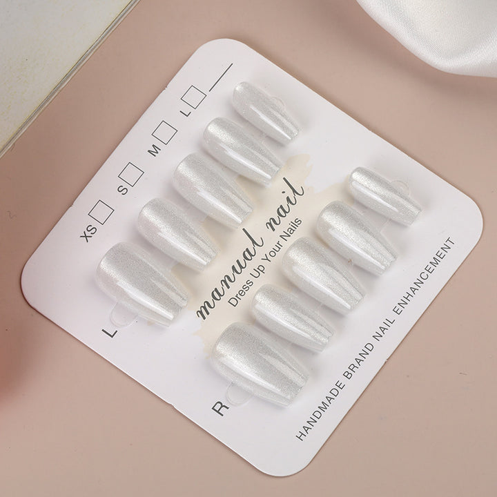 Iridescent Press-On Nail Set with Glitter Finish Bowlift