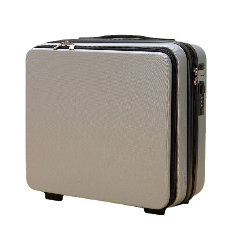 compact hard-shell travel vanity makeup case with TSA combination lock and dual-zip compartments Bowlift