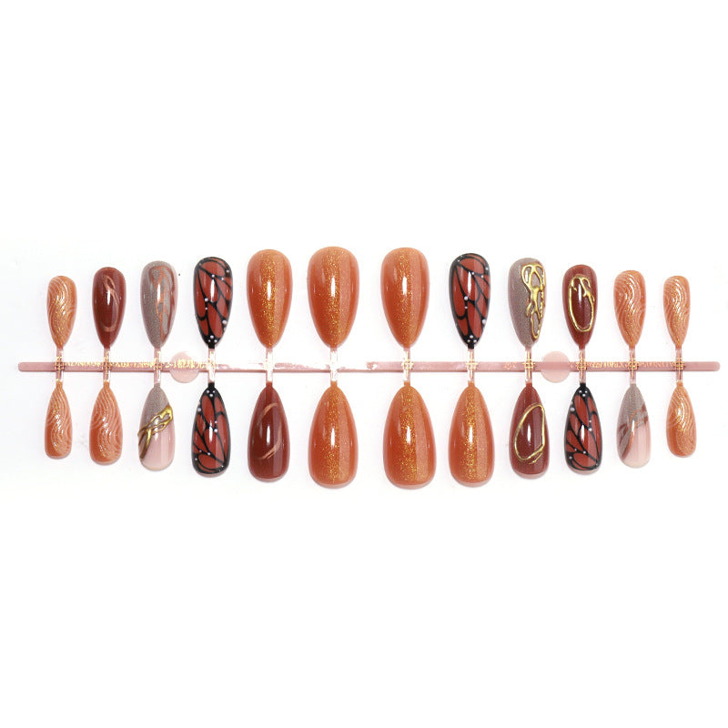 Elegant Artistic Press-On Nail Set Bowlift
