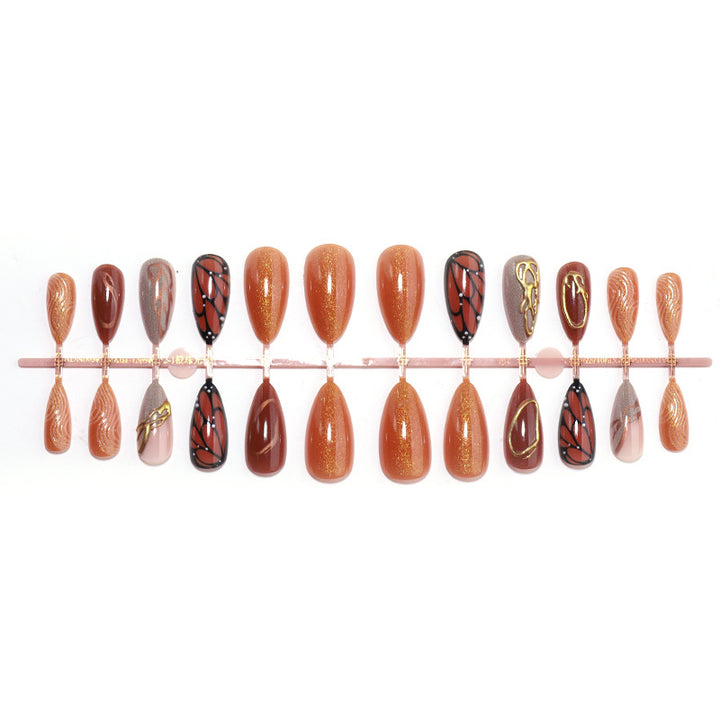 Elegant Artistic Press-On Nail Set Bowlift