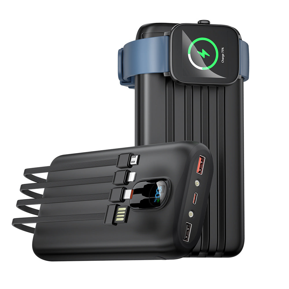 Portable power bank with integrated charging cables and LCD screen Bowlift