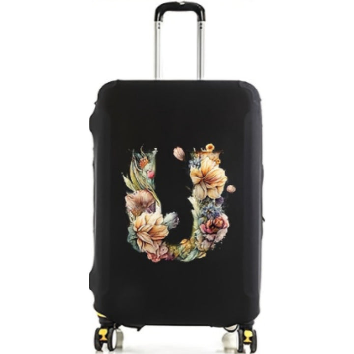 Women's Hard Shell Suitcase with Floral Initial Design Bowlift