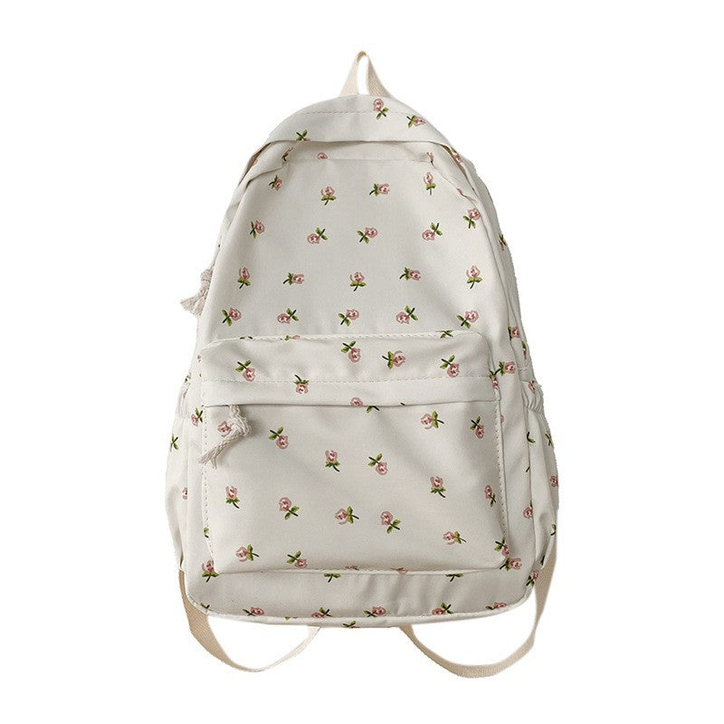 Floral Print Canvas Backpack Bowlift