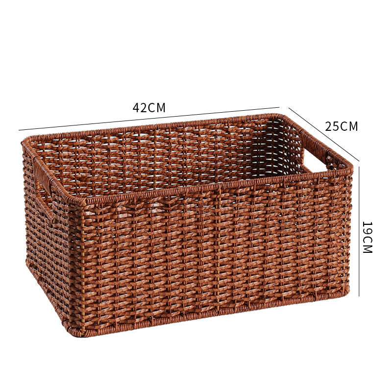Large Woven Storage Bin with Ergonomic Cutout Handles Bowlift