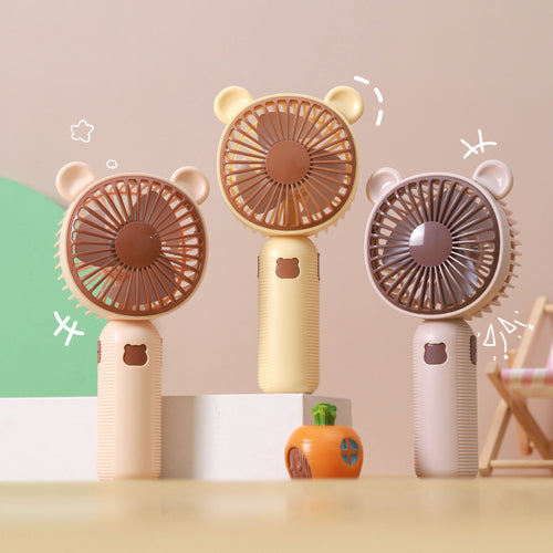 Unisex Portable Hand Fan with Cute Bear Design Bowlift