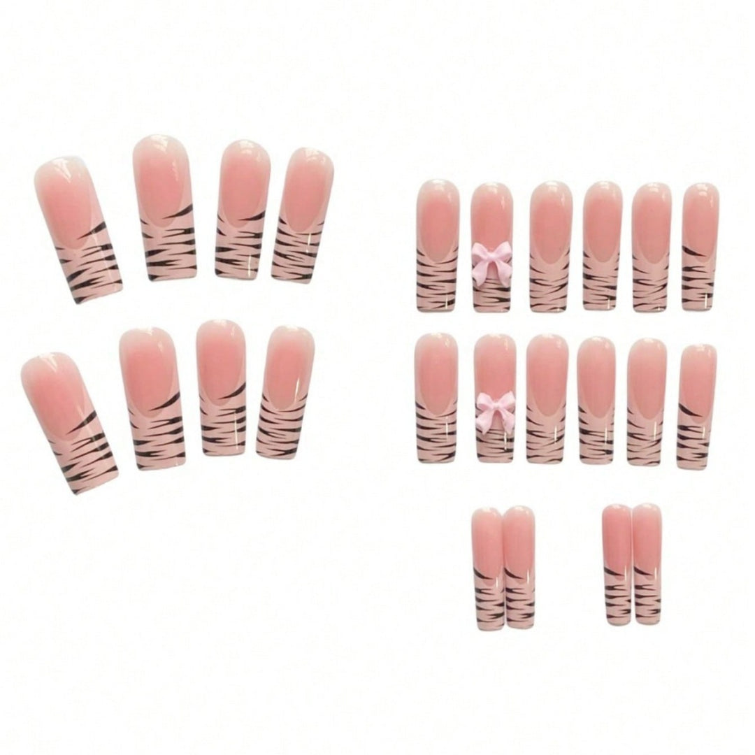 Artistic Zebra Print Nail Extensions Bowlift